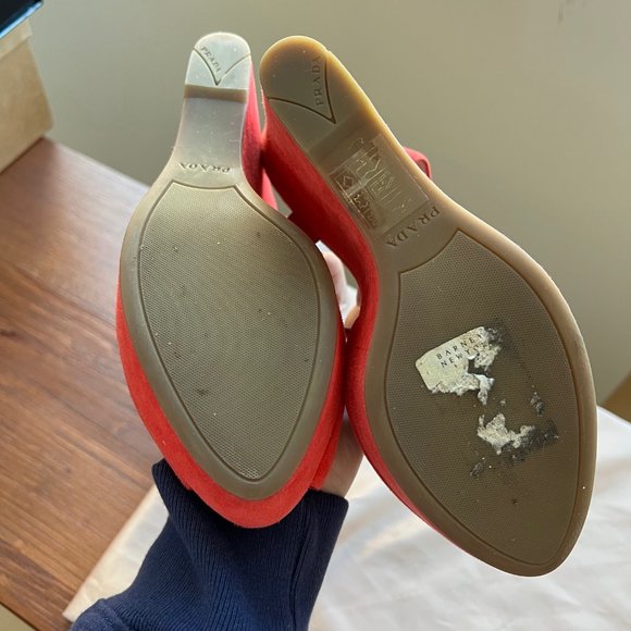 Prada Suede Wedge Heels - Salmon Pink Size 36 - Picture 5 of 11